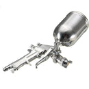 400ML Suction Feed Paint Gravity Spray Sprayer 1/4" Air Hose Fitting Heavy Duty Gravity Feed Dual Action Spray G un Kit Nail Tool (Color: Silver)