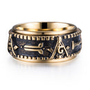 Ethnic Masonic Pattern Stainless Steel Finger Rings Vintage Rotatable Ring Fashion Jewerly For Men