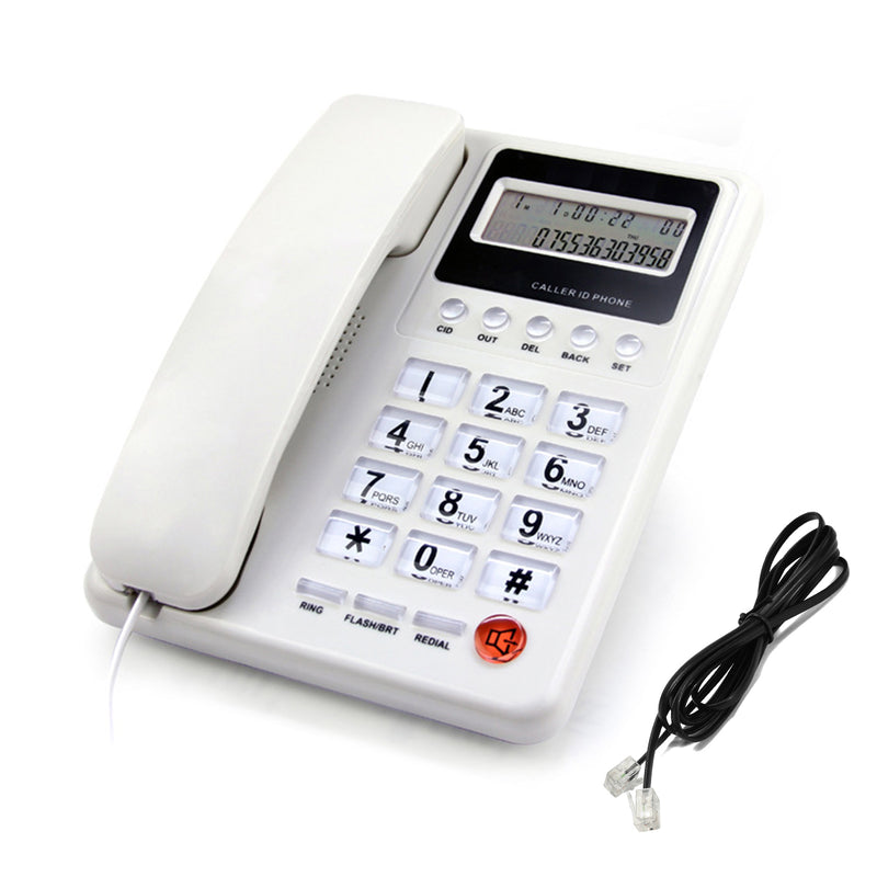 Wired Corded Telephone Desktop Phone Office Landline Fixed Telephone DTMF/FSK for Home Office Hotels