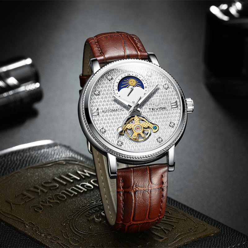 TEVISE T612 Luminous Business Style Automatic Mechanical Watches 24 Hours Display Men Watch