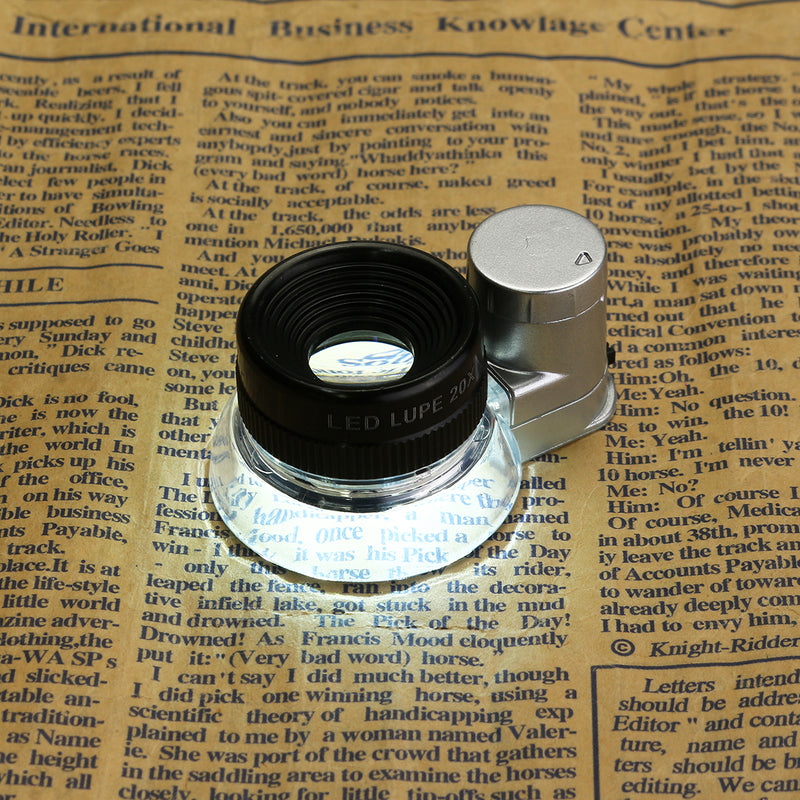 20X Magnification Magnifier LED Loupe Light Jewelry Optical Glass Magnifying