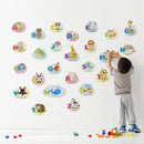 26PCS Classic Animals Alphabet Baby Nursery Peel and Stick Wall Art Sticker Decals Alphabets Animals Wall Removable Wall Sticker