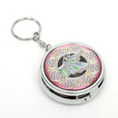 Portable Stainless Steel Round Ashtray Jewelry Box Storage Case With Keychain