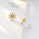Korean 925 Sterling Silver Small Daisy Flower Ear Stud Earrings