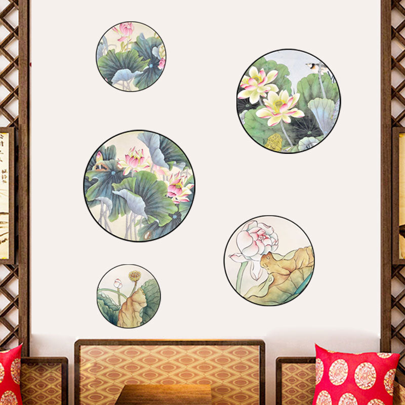 Miico FX82033 2PCS Lotus Painting Sticker Home Study Room Decorative Sticker Wall Sticker Combination Sticker