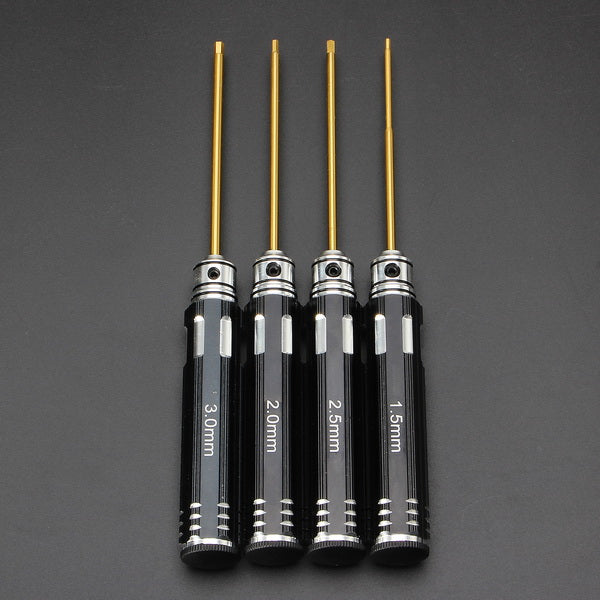 Drillpro 4pcs 1.5/2.0/2.5/3.0mm Hex Screwdriver Bit HSS Titanium Coated Repair Tool Set