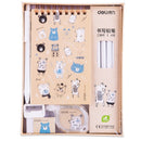 Deli 68886A/68886B Student Stationery Gift Box Set Coil Notebook Pencils Gel Pen Correction Tape Eraser School Stationery Supplies