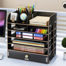 Wooden File Books Holder Bookshelf Desktop Organizer Storage Shelf File Tray Pen Pencil Holder Office School Home Supplies