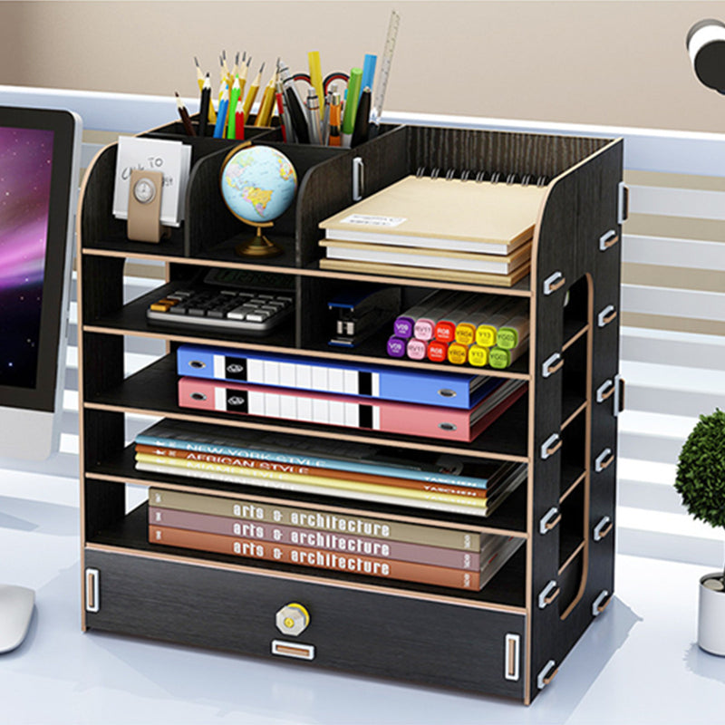 Wooden File Books Holder Bookshelf Desktop Organizer Storage Shelf File Tray Pen Pencil Holder Office School Home Supplies