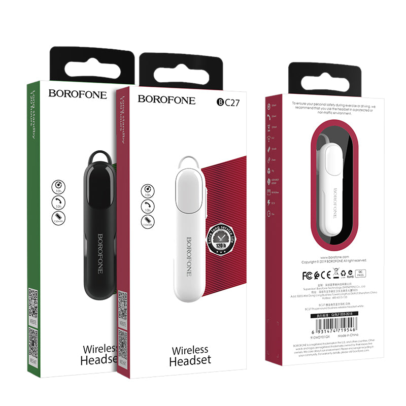 BOROFONE BC27 Single Business bluetooth HiFi In-ear Earphone Headphone