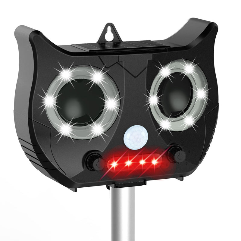 Solar Ultrasonic PIR Sensor Pest Repeller Scarer Deterrent Animal Bird Cat Dog