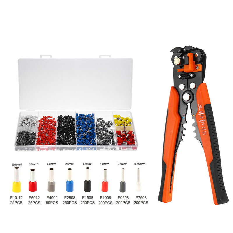 1200Pcs Insulated Electrical Wire Terminal & Wire Stripper Plier Crimper