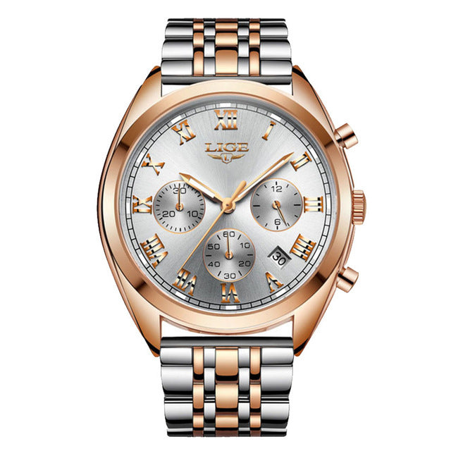 LIGE 9852 24 Hour Date Display Men Wrist Watch Business Style Quartz Watch
