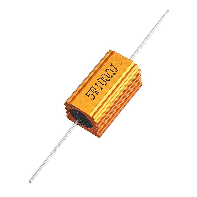6pcs RX24 5W 100R 100RJ Metal Aluminum Case High Power Resistor Golden Metal Shell Case Heatsink Resistance Resistor