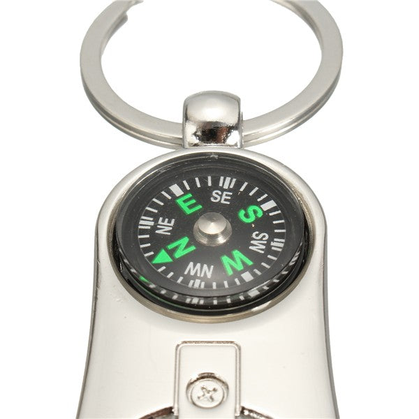 3D Keychain Keyfob Gift Compass Bottle Opener Keyring Multifunctional