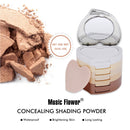 Music Flower 5 in 1 Concealing Shading Powder 24 Hours Long-lasting Mineral Magic with Mirror & Puff Women Make up