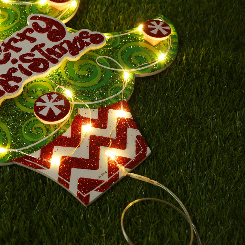 LED Pendant Santa Claus Hanging Ornament with String Light for Holiday Party Home Christmas Tree Decoration