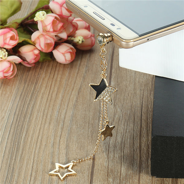 Universal 3.5mm Stars Decoration Dirtproof Plug for Samsung Xiaomi HUAWEI