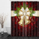 Christmas Bell Pattern Waterproof Bathroom Curtain Home Snowman Shower Curtain