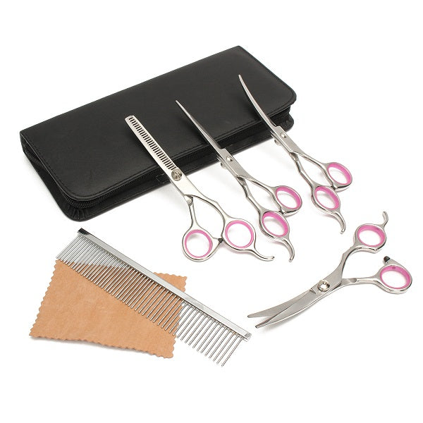 Professional Pet Dog Hair Cutting Scissors 6" Grooming Kits Curved Shears Tool