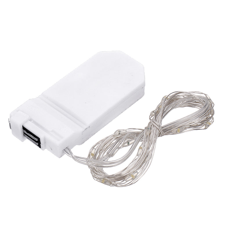 LUSTREON DC3V Warm White Yellow 2M Silver Wire Turn On LED String Light for Christmas Holiday Vase Decor