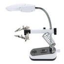 90mm Diameter Magnifier With LED Light Magnifier Soldering Helping Hand  Alligator Clip Stand