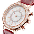 SK K0012 Diamonds Gold Case Moden Women Wrist Watch Gift Leather Strap Quartz Watches