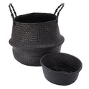 Black Seagrass Belly Basket Storage Holder Plant Pot Bag Home Decoration Storage Baskets
