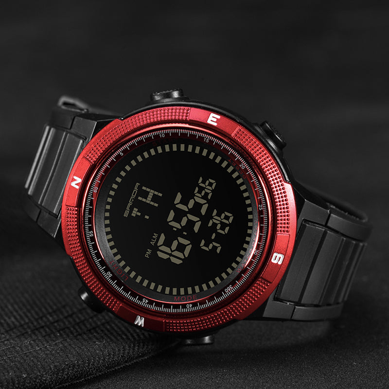 SANDA 360 Digital Watch Men Fashion Silicone Strap Calendar Luminous Display Outdoor Sport Watch