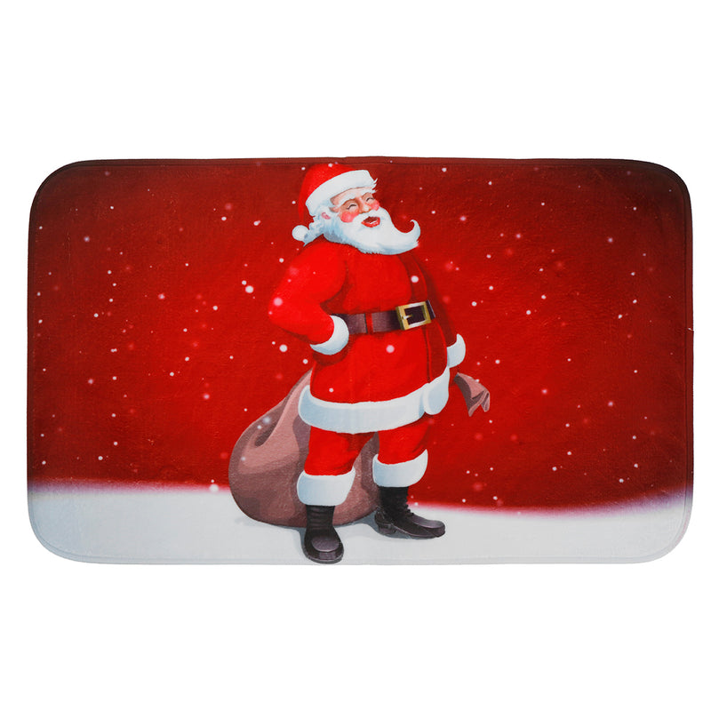 Santa Claus Waterproof Non-Slip Bathroom Shower Curtain Toilet Cover Mat Rug Set