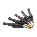 5pcs HSS 5/6/8/10/12 Countersink Chamfer Drill Bit Set Pilot Hole Woodworking Tool