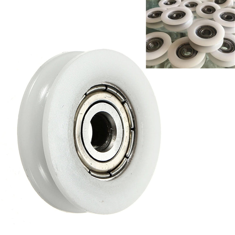 4pcs 5x24x7mm U Groove Nylon Round Pulley Wheel Roller For 3.8mm Rope Ball Bearing