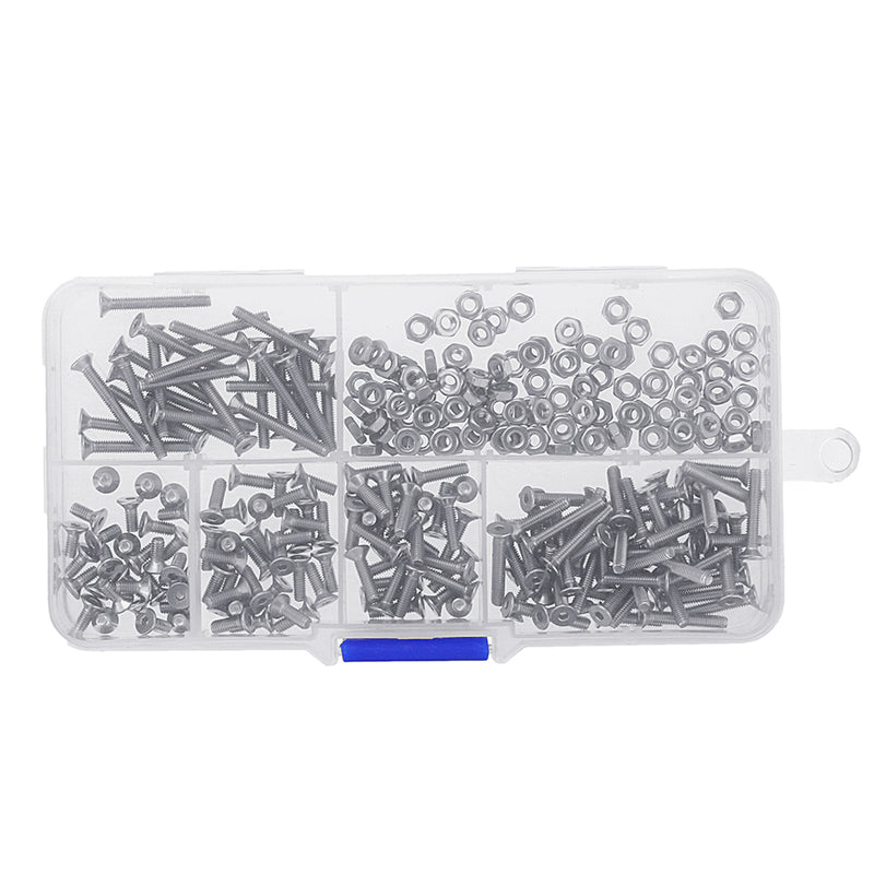 Suleve M2.5SH2 250Pcs M2.5 Hex Socket Flat Head Screw 304 Stainless Steel Allen Bolt Assortment
