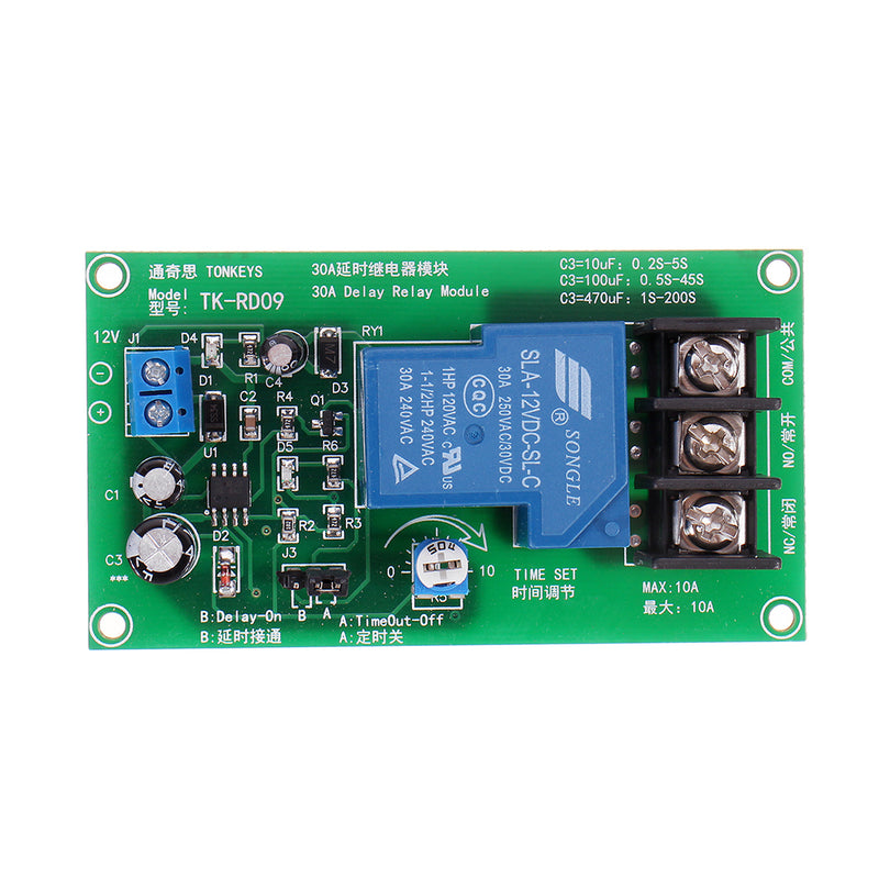 TK-RD09-200S 12V DC 0-200S Adjustable 30A Time Delay Relay Module High Precision Monostable