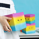 Huge Squishy Square Cake Rainbow Colour Kawaii Cute Soft Solw Rising Toy Cartoon Gift Collection