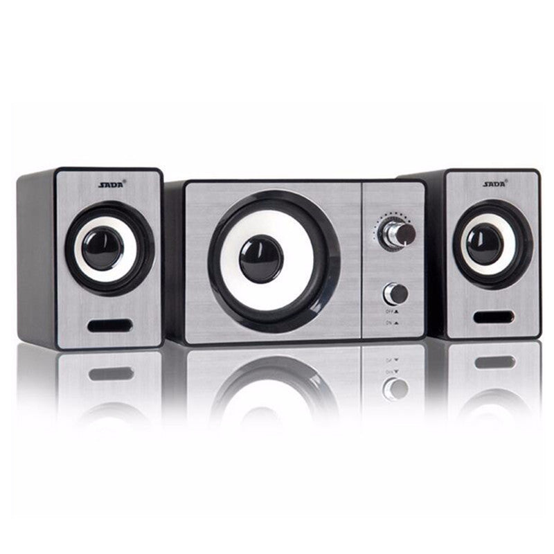 SADA D-200D Mini Portable Stereo Deep Bass USB 3.5mm Aux Speaker Desktop Loudspeaker