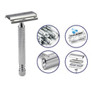 Traditional Handle Double Edges Safety Razor Manual Beard Care Stainless Steel Shaver Shaving Tool