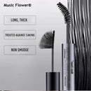 Music Flower Black Thick Double Brush Mascara Electric Eye Fixer Makeup Waterproof Longlasting Curling Smudgeproof
