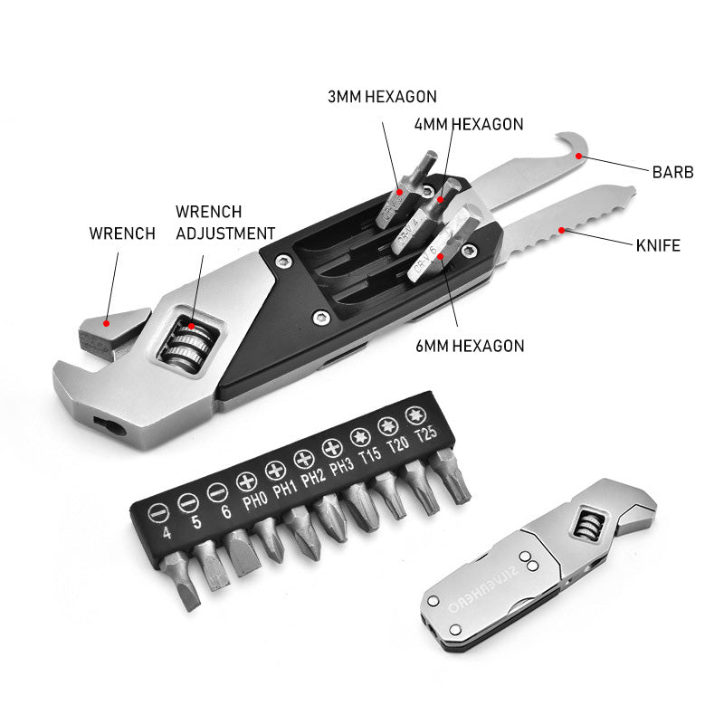 Mini Multifunction Adjustable Wrench Portable Screwdriver 13 Bits Stainless Steel Outdoor Home DIY Hand Tools