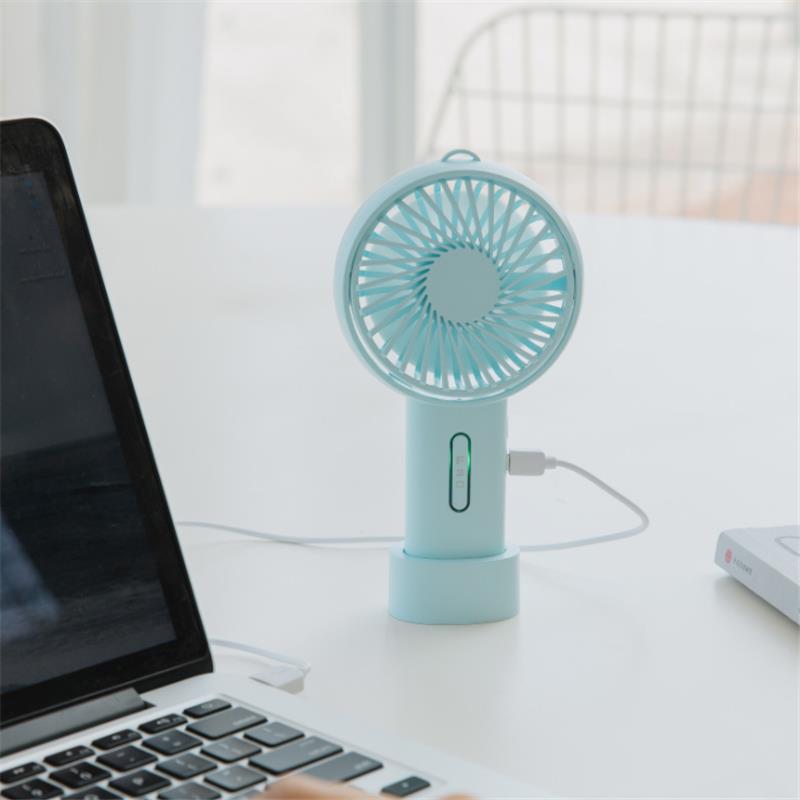 Well Star WT-F20 Mini Handheld Base Fan Rechargeable USB Fan with Lanyard 3 Gear Portable Desktop Cooling Fan for Home Office Outdoor