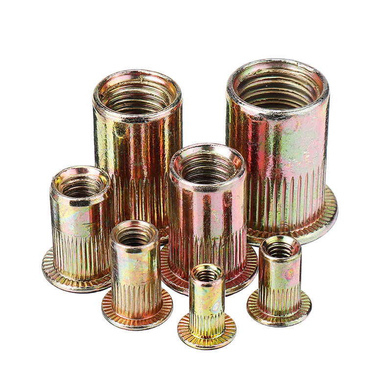 Suleve MXRN6 190Pcs M3/M4/M5/M6/M8/M10/12 Carbon Steel Zinc Plated Rivet Nut Threaded Countersunk Head Insert Nut Tool Kits