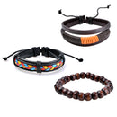 3 Pcs Men's Bracelet Bohemian Bead Leather Colorful Braided Bracelet for Men Fashion Gift