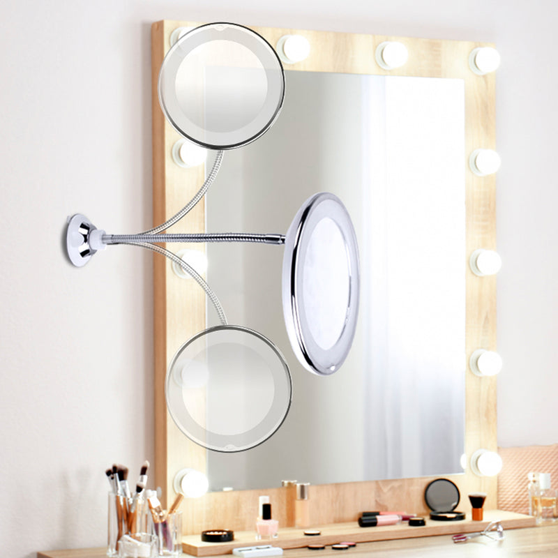 10X Magnifying Flexible LED Makeup Mirror Light 360 Rotary Super Suction Mirrors