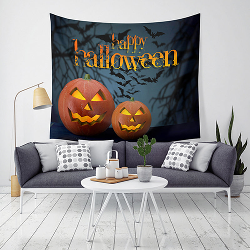 Loskii LWG5 Halloween Tapestry Pumpkin Print Hanging Tapestry Wall Art Home Decor Halloween Decorations For Home