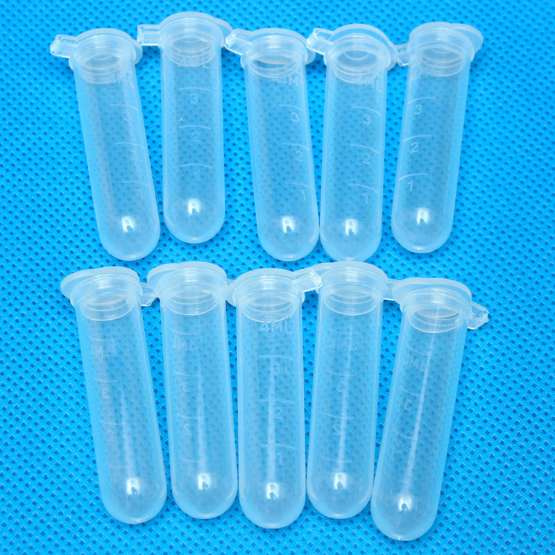50pcs 5mL Disposable Graduated Clear Plastic Centrifuge Test Tube Vial Round Bottom Snap Cap