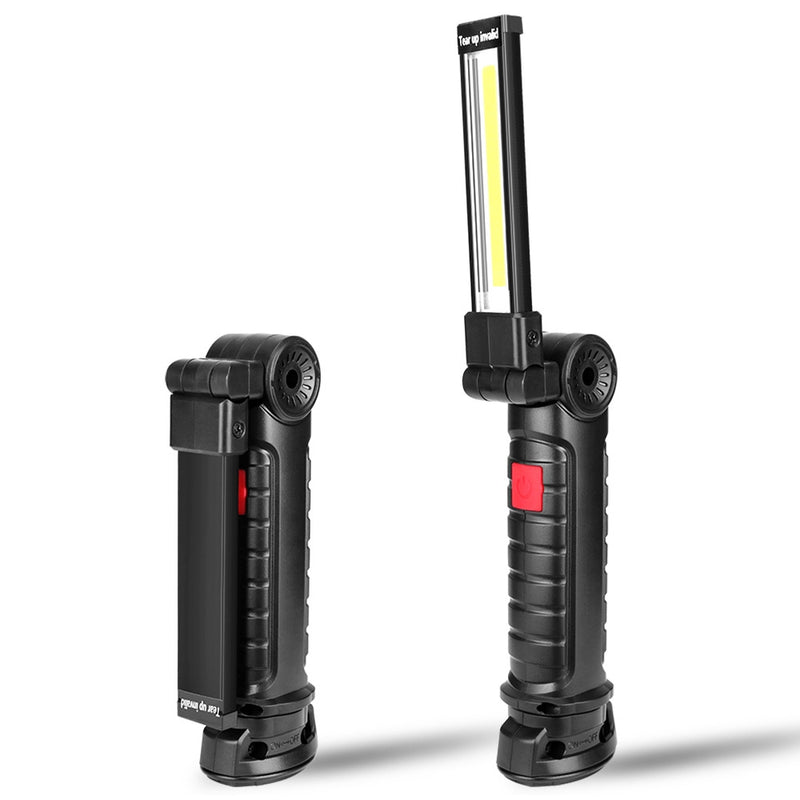 Portable LED COB Inspection Work Light Battery Powered Magnet Foldable Camping Flashlight Torch Lamp