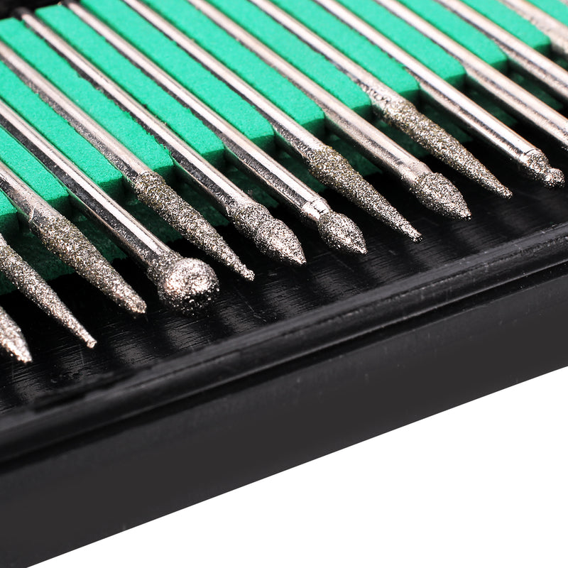 30PCS Diamond Burrs Grits Rotary Tool Drill Bit Manicure Pedicure Grinding Accessories Kit Nail Art Polish