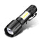 XANES XPE +COB Zoomable Flashlight 3 Modes Waterproof  EDC Tactical Torch Light Work Lamp