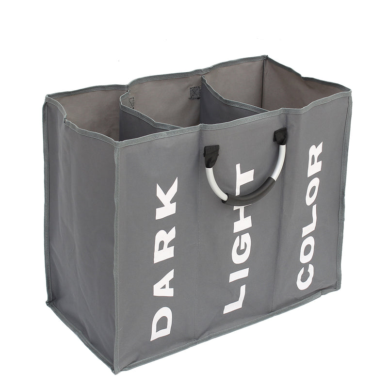 Clothes Storage Baskets Bag Laundry Hampers 94L 3 Grids Wash Dirty Removable Home