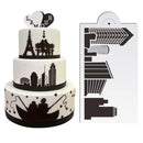 5Pcs/Set Plastic Civic Architecture Stencils Fondant Cake Mold Cookie Baking Mould Decorating Tool